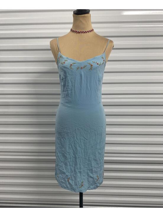 Dresses & Skirts - Y2K Blue Embroidered Slip Dress